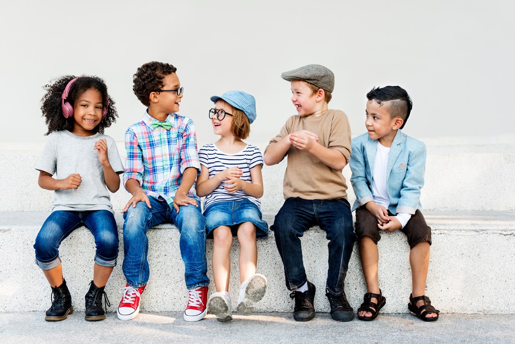 Smart Fashionable Cheerful Chidren Concept