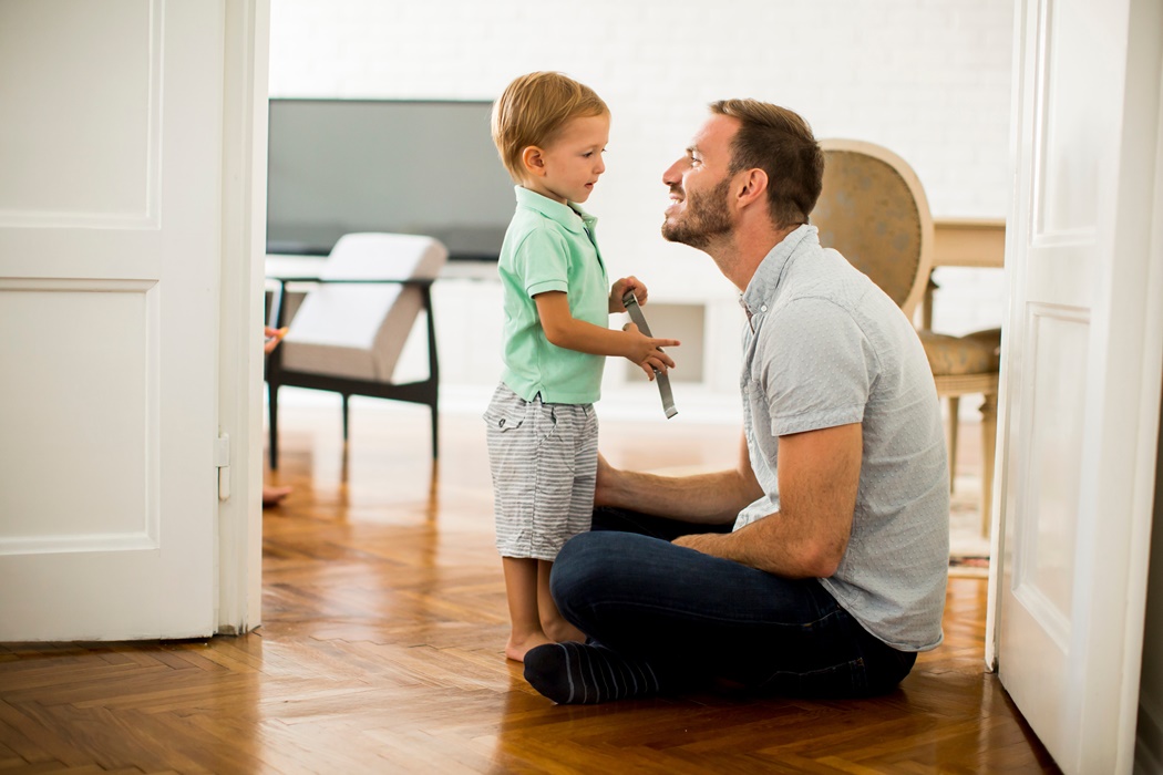 Little boy with father