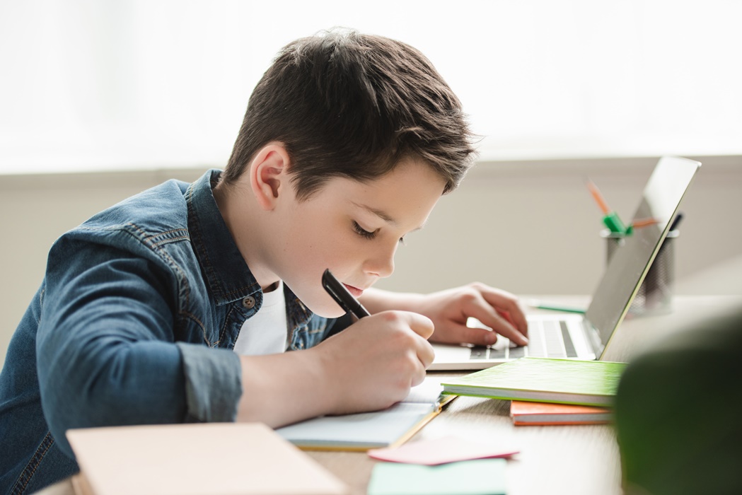 boy doing homework