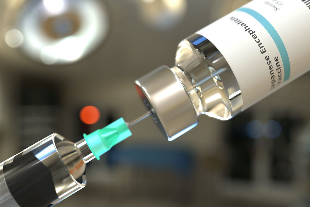 Vial with vaccine and needle of a syringe 3D