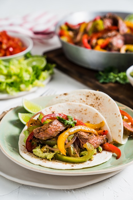 Beef Steak & Rainbow Capsicum Fajitas