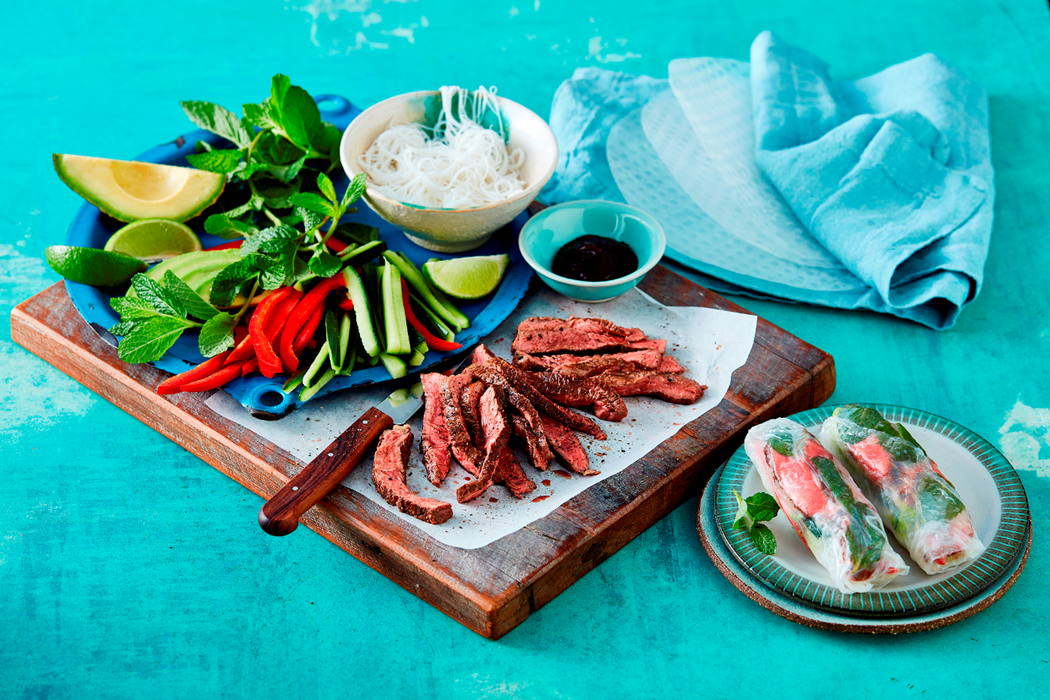 beef rice paper rolls