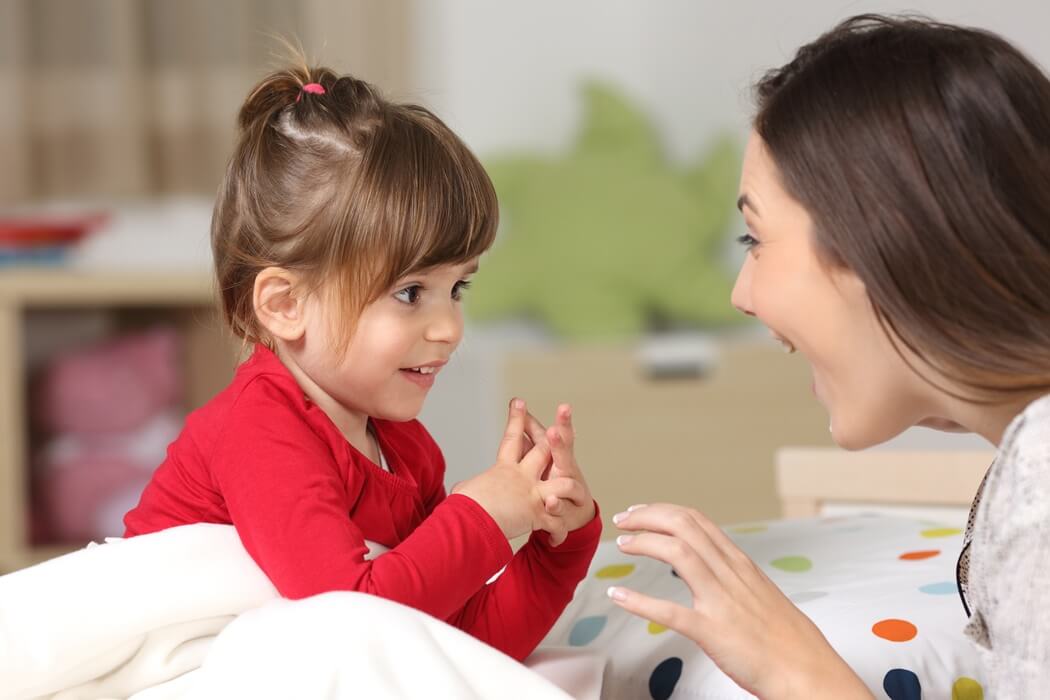 mother and daughter talking