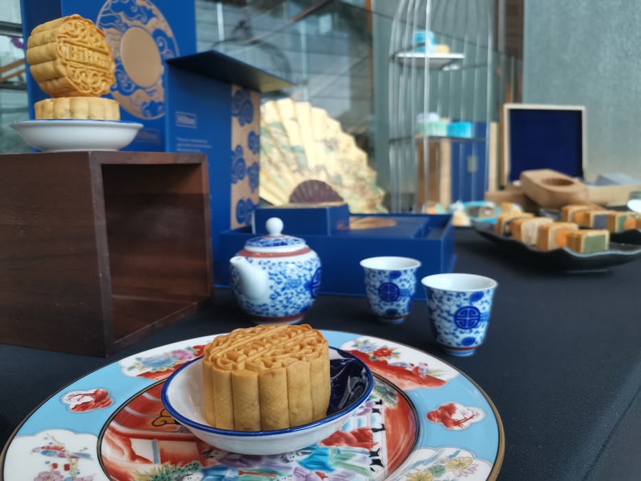 Close Up Shot of Traditional Baked Mooncake