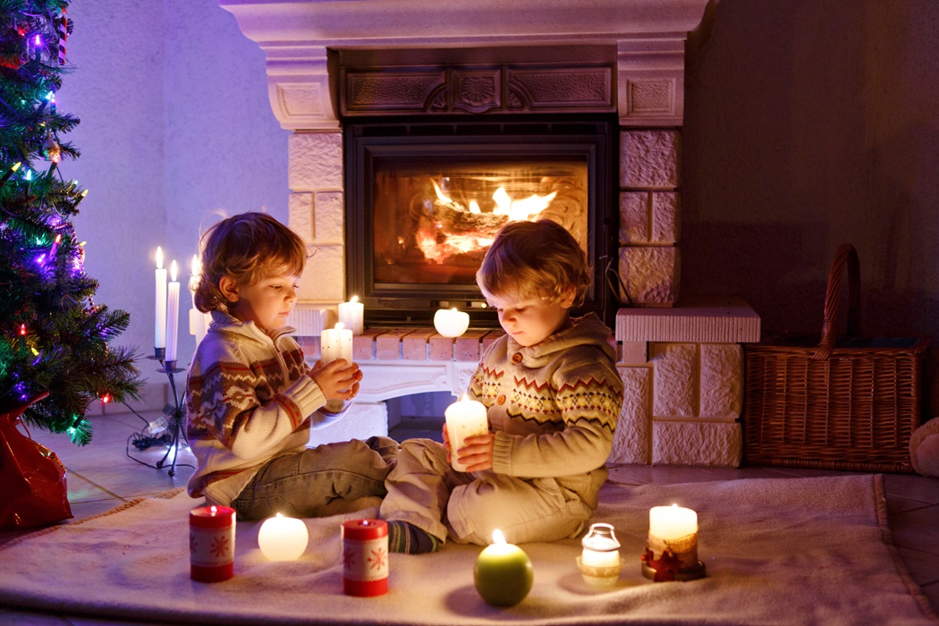 children playing candles