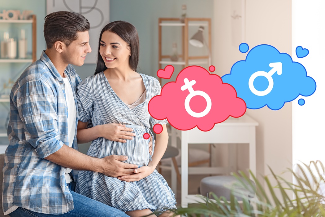 Young couple thinking about sex of their baby at home