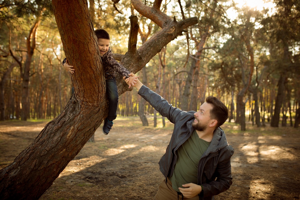 boy climbing tree