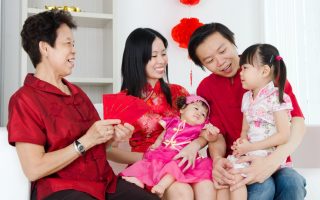 Asian family celebrate chinese new year